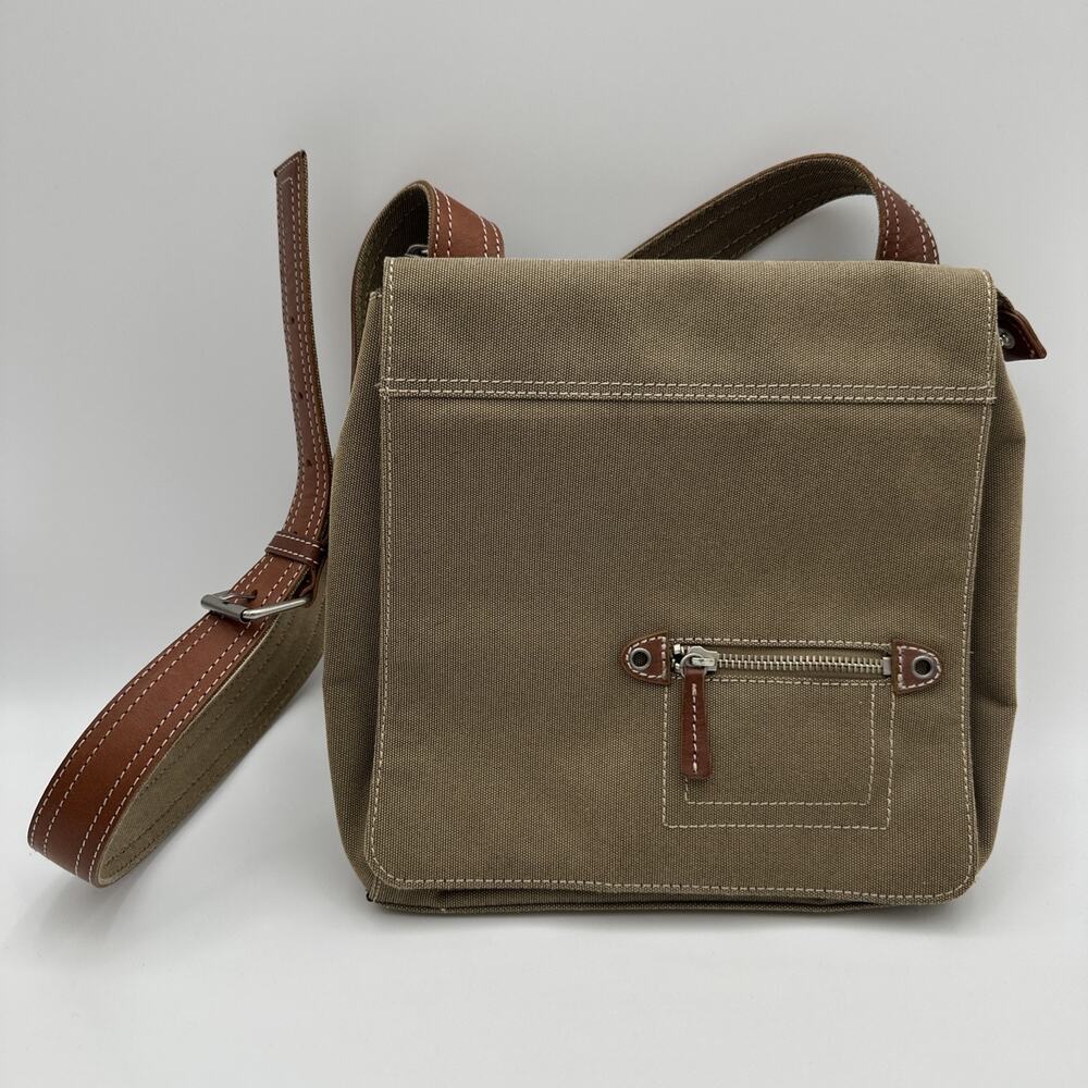 Fossil N. 054 Canvas Tan & Khaki Crossbody Purse Bag